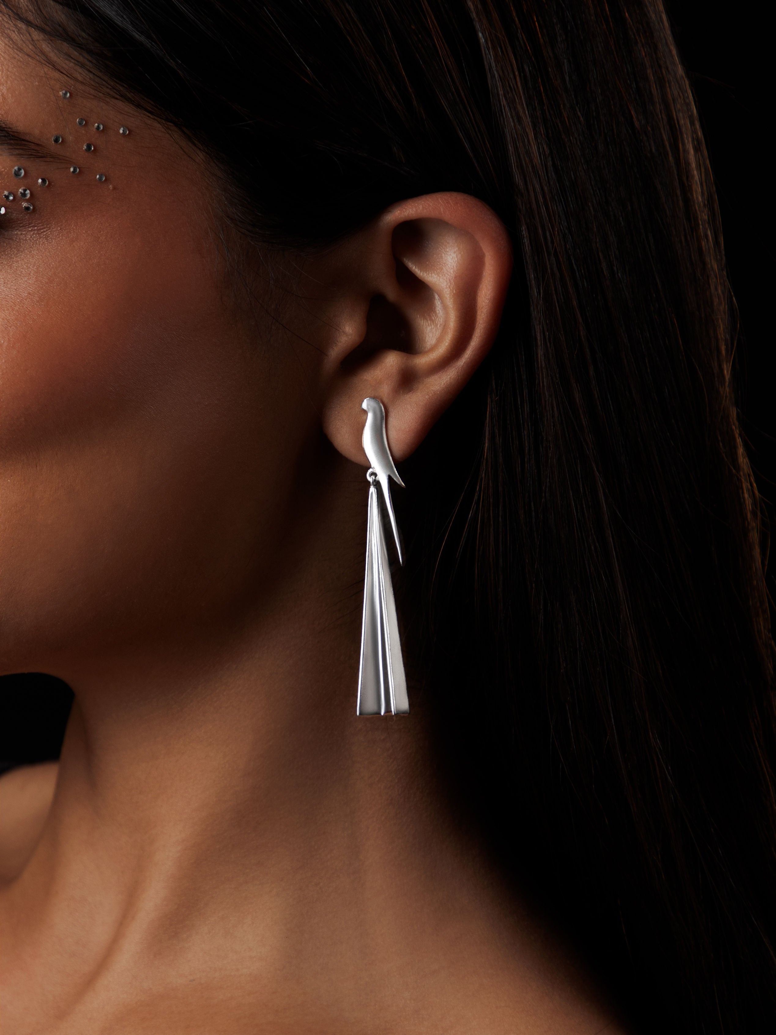 Perched Tota Earrings silver