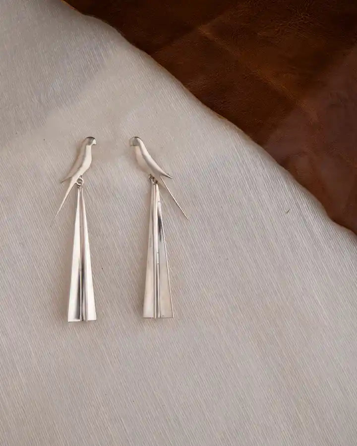Perched Tota Earrings silver