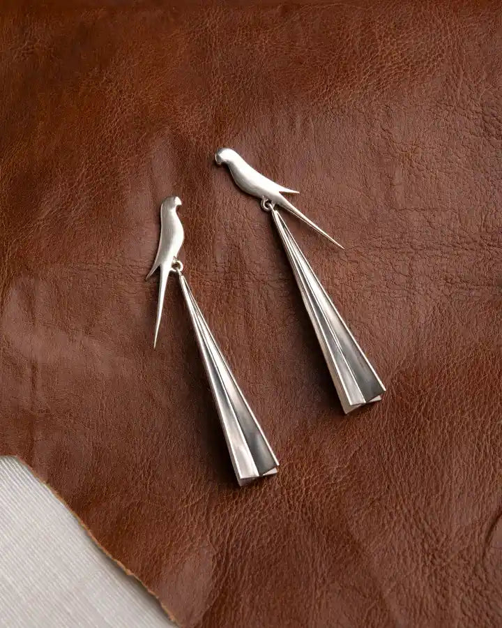 Perched Tota Earrings silver